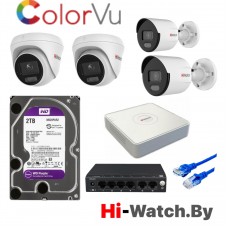 Комплект IP видеонаблюдения HiWatch KIT ColorVu-4